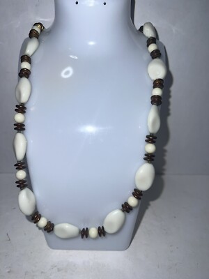 Vintage MIRIAM HASKELL White MILK Glass MOLAR TEETH Beads NECKLACE