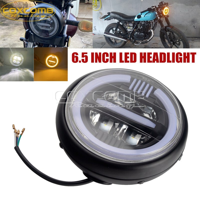 Universal Motorcycle LED Headlight Round Hi/Lo for Harley Cafe Racer  Bobber