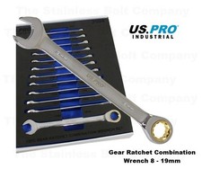 US PRO Industrial 12pc Metric Gear Ratchet Combination Spanner Set Wrench 3594