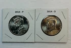 2014 P & D UNC Clad Kennedy Half Dollar Set in CB Flips -Free Shipping