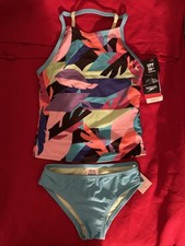 NEW GIRLS 8 SPEEDO 2 PIECE TANKINI HALTER SET SWIMSUIT SUIT BLUE ATOLL NWT