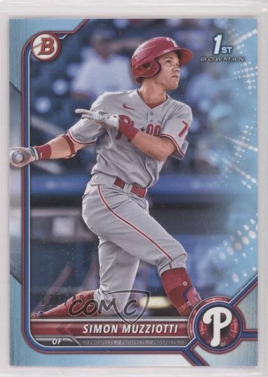 2022 Bowman Prospects Sky Blue Border /499 Simon Muzziotti #BP-40 Rookie RC rf2