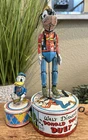 Vintage Marx Disney's Donald Duck & Goofy Duet Wind-Up Drumming Tin Toy 1946
