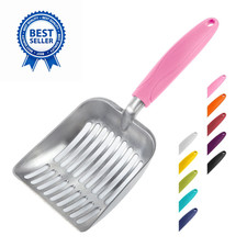 WePet Cat Litter Scoop, Aluminum Alloy Small, FLAT  10 Pink Handle