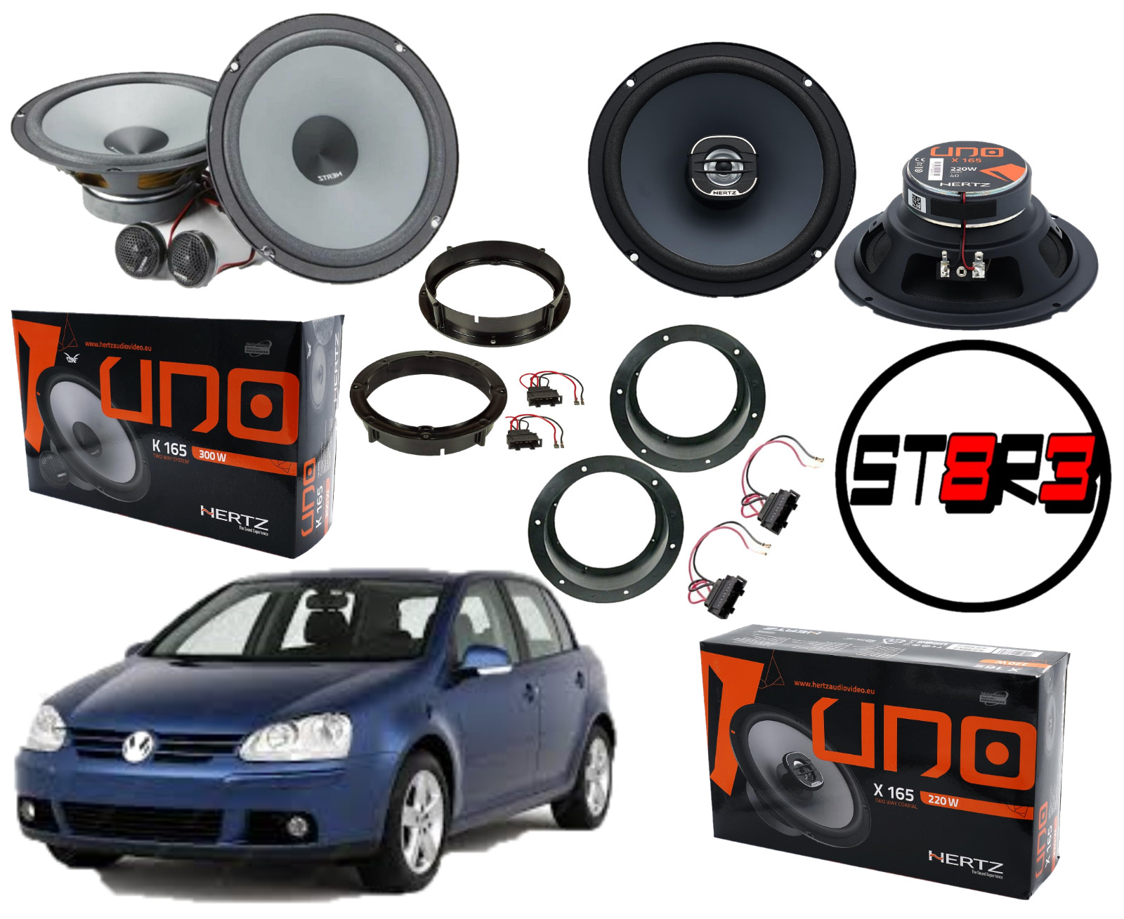Upgrade Audio Golf V | Kit 6 Altoparlanti Hertz Uno K165 X165 16,5cm - 1