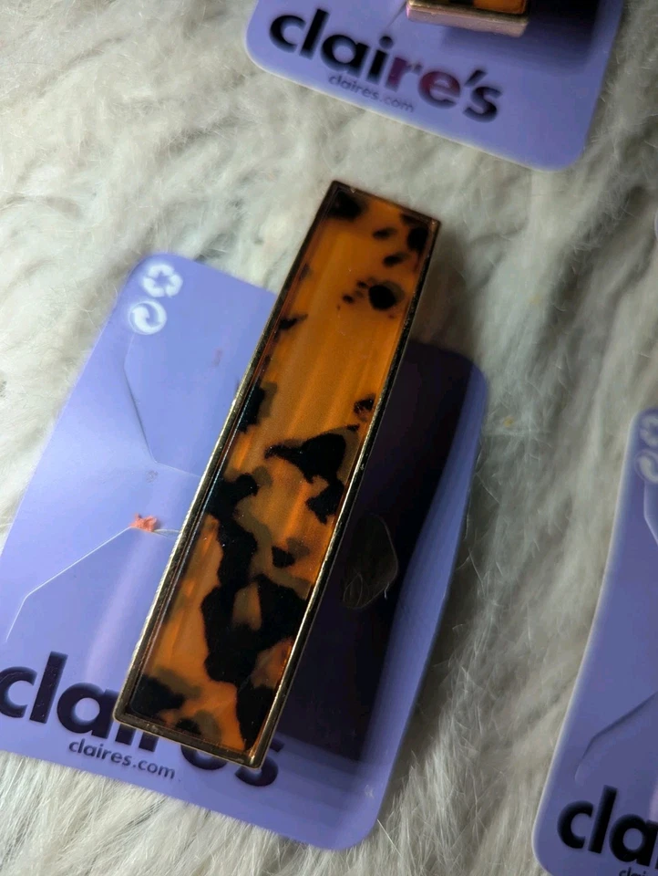 CLAIRE'S прямоугольник оранжевый черный гепард животных печати заколка заколка заколка лот из 4 - Изображение 2 из 4