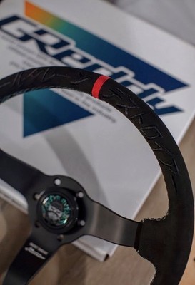 GReddy Boost Brigade X Karuma Limited Steering Wheel 350mm-Black Suede w/Black