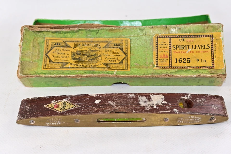 John Rabone Boat Level Brass Mahogany 1625 Original Wholesale Box - Image 2 of 4