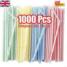100 Straws Flexible Bendy Birthday Party Plastics Drinking Straws