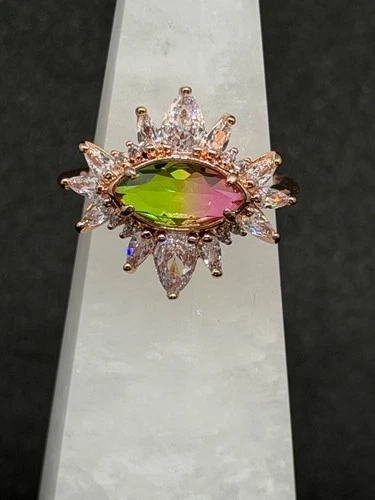 Bomb Party Ring Sz 10 "The Jewel of Cairo" Watermelon Tourmaline on Rose Gold - product listing photo