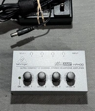 Behringer Micro-Amp HA400 Ultra-Compact 4-Channel Stereo Headphone Amplifier 12V