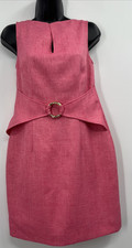 David Meister Women's Sleeveless Split Neckline Faux Belt Pink Dress Size 4