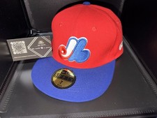New Era Montreal Expos MLB Baseball Fitted Hat Red Blue 59FIFTY Size 7