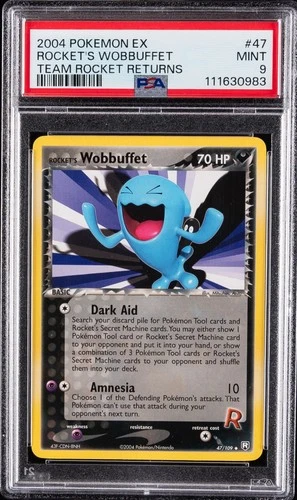 2004 POKEMON EX TEAM ROCKET RETURNS #47 ROCKET'S WOBBUFFET PSA 9