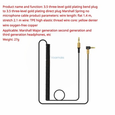 Audio Cable for MARSHALL Major I, II, III Headphone BT Tuning Cable
