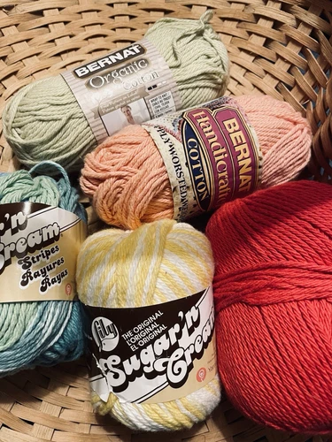 5 Skeins Cotton Yarn- Mixed Lot- Nice Colors! video thumbnail