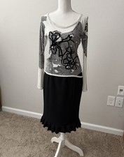 Christian Dior Boutique Paris Mesh Bow Print Top F36 US 4 Y2K Made in France