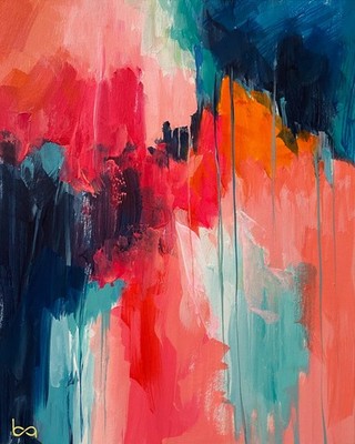 Original Abstract Painting 8x10'' Modern Acrylic Bold Color Palette Wall Decor