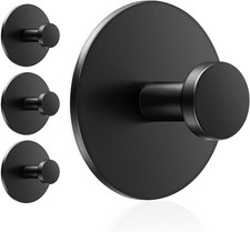 Multifunctional Towel Hooks for Bathroom Wall - Extra Sticky 4 Pack, Black