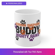 Custom German Shepherd Paw Print Coffee Mug Personalized Pet Name Pet Lover Gift