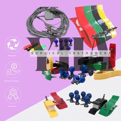 ECG Electrodes Clamp Set with Patient Cable | Reusable Color-Coded Limb Clamp El
