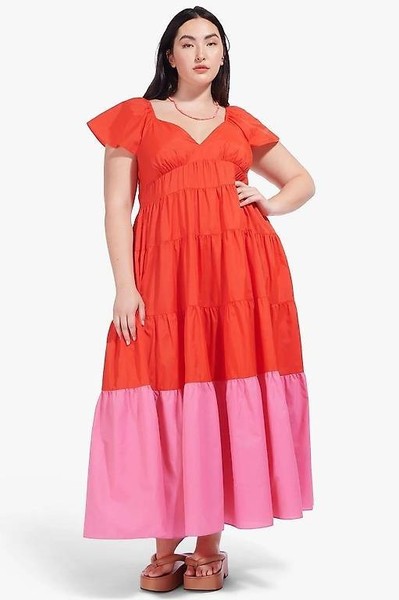 Staud Corsica Dress Tomato Wild Orchid US 1XL