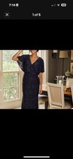 Adrianna Papell ~Floral Burnout~Velvet~Long~ Blouson ~Gown~Navy~Size 20~NWT