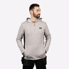 Image of Caterpillar Coolmax Mens Quarter Zip Comfort Fashion Hoodie Grey