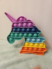 Multicolor Rainbow Unicorn Push Pop It Fidget Toy Pre-owned