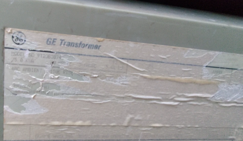 GE Transformer 75 KVA  480-208Y/120 Volt Model# 9T23B3874 General Electric CH - Image 3 of 4