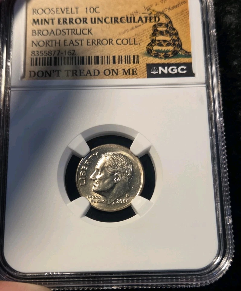 2005 P NGC Uncerculated Roosevelt Dime Mint Error Broadstruck Don't Tread On Me - Image 2 of 4