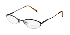 NEW THALIA GIA EYEGLASSES HALF-RIM OVAL BK WOMENS METAL 50-19-135 BLACK