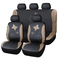 Butterfly Car Seat Covers Ful Set Fashion Full Set Leopard Brown Faux Leather