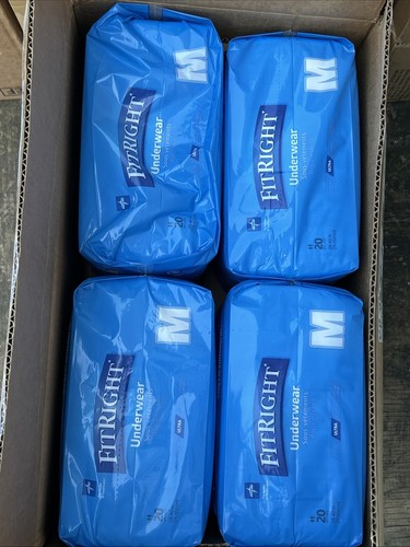 Fit Right Extra Pack Adult Diapers Disposable Underwear Briefs M LOT 4 packs 80p - 第 1/5 張圖片