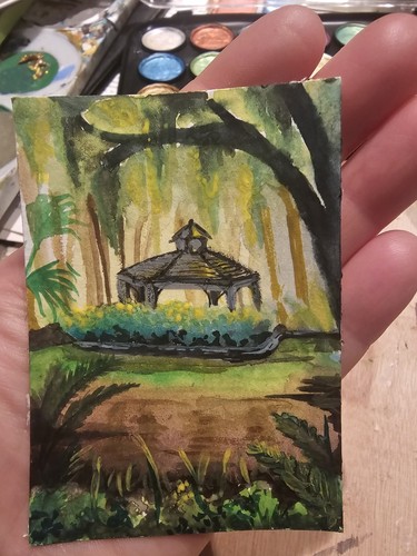 Washington Oaks ACEO Original Landscape Art Painting Florida Art Watercolor