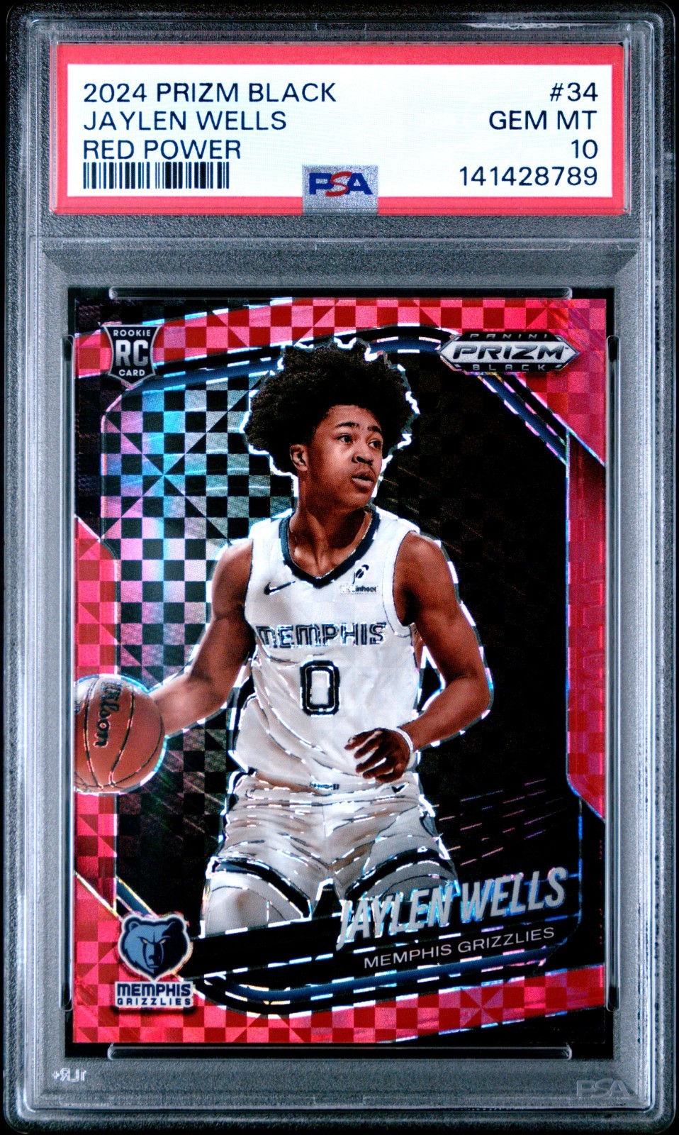 2024-25 Panini Prizm Black Red Power Jaylen Wells Rookie Card #34 /75 PSA 10