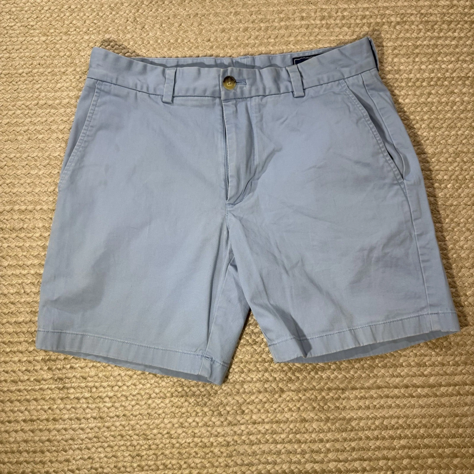 Vineyard Vines Men’s Flat Front Chino Shorts Light Blue Pockets Size 30 Preppy