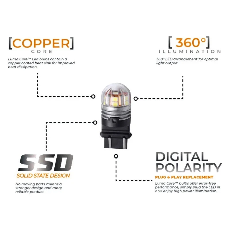 For Ford F-350 1989-2004 Putco C3156W LumaCore LED Bulbs 3156, White - Изображение 2 из 4