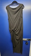 Allsaints Charcoal Grey Grecian Asymmetrical Jersey Dress UK 12
