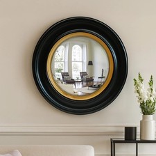 Mirror Round Wall Antique Vintage Black Gold Frame Convex Retro Mirror 52 x 52cm
