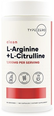 Type Zero L-Arginine + L-Citrulline Supplement (1500mg) 180 Capsules - 90 SERV