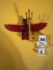 2X Lego Halloween Haunt Minifigures Lot Red Devil Minecraft Skeleton
