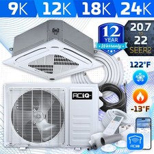9000 - 24000 BTU ACiQ Ceiling Cassette Mini Split Heat Pump Air Conditioner 230V
