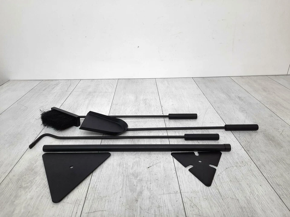 Set di accessori per camino Relaxdays 4 in 1 - nero - Immagine 3 di 4