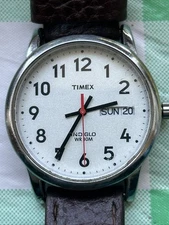 Timex Indiglo Silver Tone Maroon Band Unisex Quartz Watch