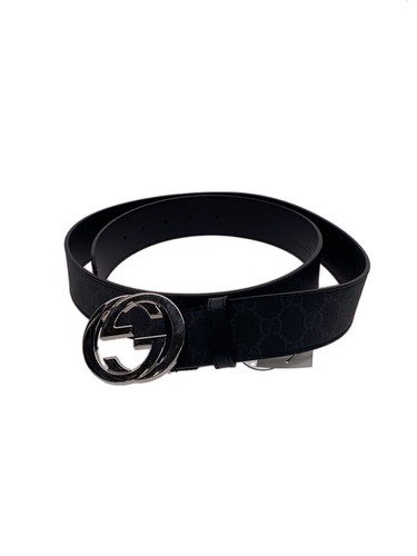 GUCCI Interlocking Belt/44/Black/Leather/Men's/411924 KGDHX//