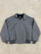 VINTAGE Manhattan Made in USA Wool Bomber Flight Pea Jacket Coat Mens Large Grey