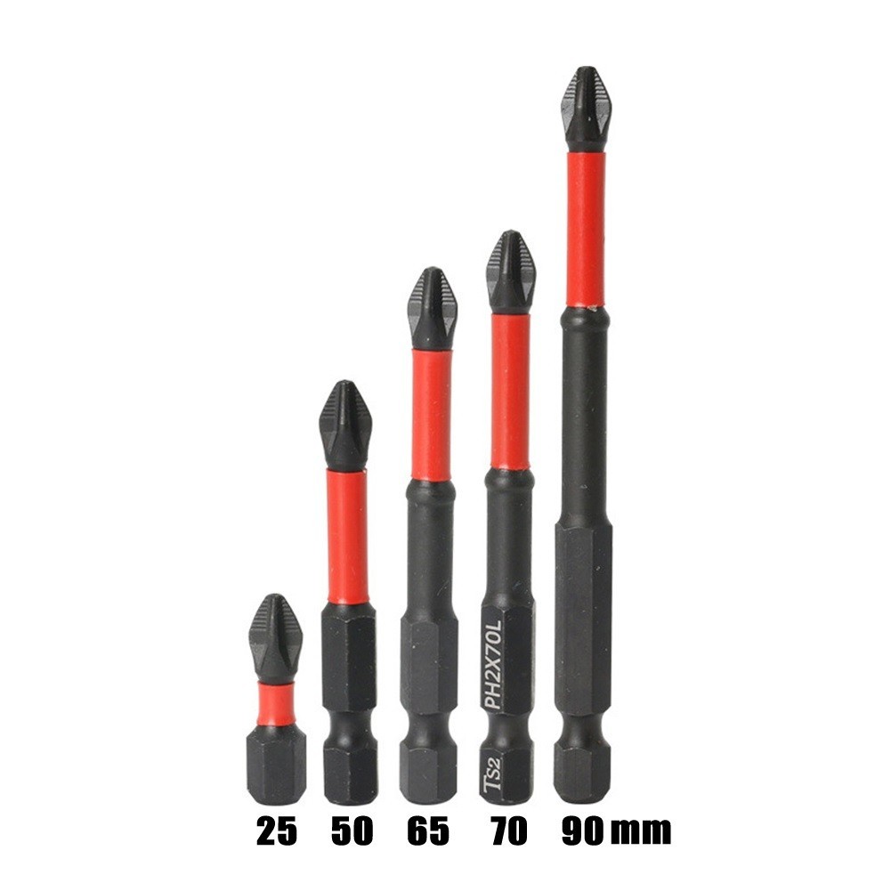 5pcs 25-90mm Magnetic Non-Slip Batch Head PH2 Cross Screwdriver Set Hex Shank