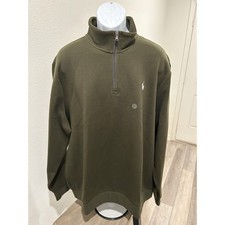Polo Ralph Lauren Men XXL Olive Green Quarter Zip Pullover Sweatshirt