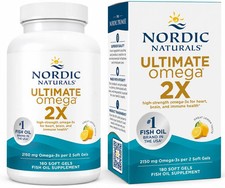 Nordic Naturals Ultimate Omega 2X 180 Soft Gels High Strength Fish Oil Lemon